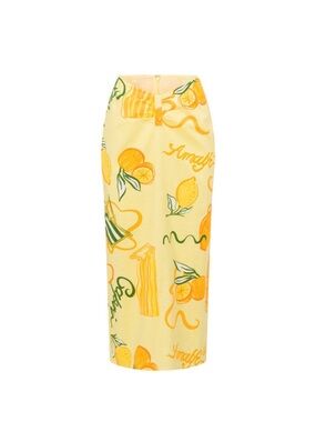 Sabo Skirt Yellow Lemon-Print Pencil Skirt with Green Accents